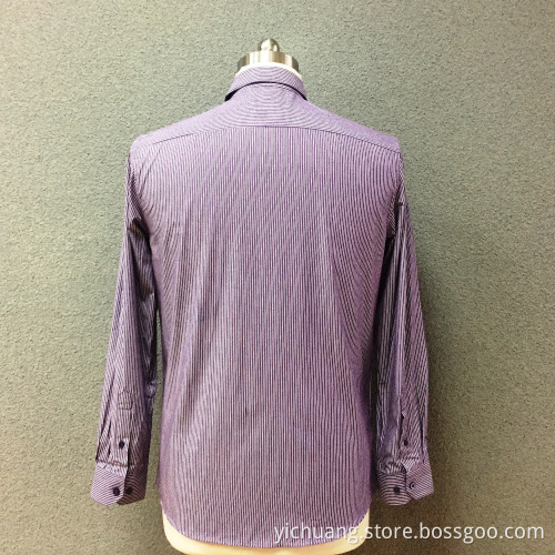 Men's cotton purple yarn dyed long sleeves shirt